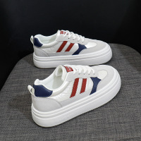 秋季小白鞋新款韩版ins女学生厚底增高皮面透气休闲鞋