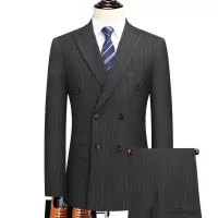 仿毛料西服套装商务中年男士西装正装职业婚礼西服套西男