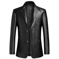 加大码春秋新款男式皮衣西装时尚免烫韩版休闲西服潮流外套男