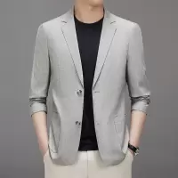 天丝亚麻西装春夏薄款无里布透气男休闲西服修身亚麻便西