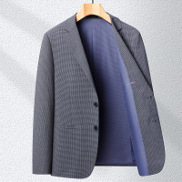 春秋薄款千鸟格男式修身西服弹力免烫西装休闲单西男