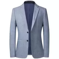 灰格西装春秋薄款男式休闲西服韩版修身小西装男西服外套