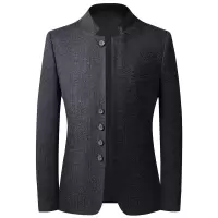 秋季新款中华立领休闲西装男士中青年潮流韩版修身弹力西服男上衣