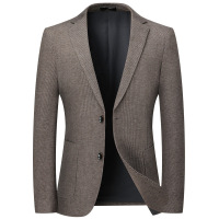 秋季新款男士西服厚款免烫弹力西装纯色百搭休闲单西便西