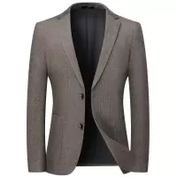 秋季新款男士西服厚款免烫弹力西装纯色百搭休闲单西便西