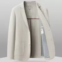 纯棉西装男士春夏薄款里布包边休闲西服透气免烫单西外套