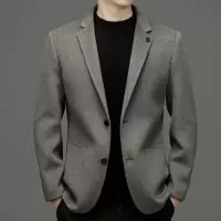 双面呢羊毛西服秋冬新款男士韩版修身百搭西装休闲羊毛潮流外套男