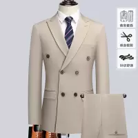 戗驳领双排扣套装西服男士商务西装韩版修身正装婚礼结婚西服套西