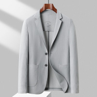 春夏款单层锦纶弹力西装男士韩版修身免烫休闲青年便西服