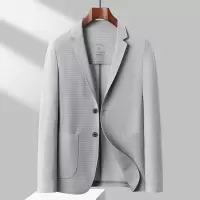 春夏款单层锦纶弹力西装男士韩版修身免烫休闲青年便西服