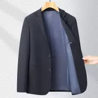 春秋薄款男式西服锦纶高弹免烫小西装印花休闲单西男