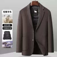 男装秋冬新款商务休闲鹅绒羽绒内胆双面呢羊毛西装男