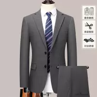秋冬仿毛料开叉西服套装商务正装男士西装韩版职业婚礼西服套西男
