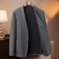 秋冬双层含棉厚款商务休闲西装男士修身弹力免烫西服可机洗单西装