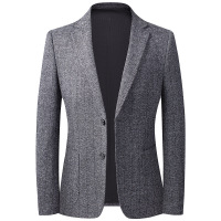 秋冬针织羊毛呢西装中青年男士小西装男修身毛料休闲西服