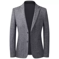 秋冬针织羊毛呢西装中青年男士小西装男修身毛料休闲西服