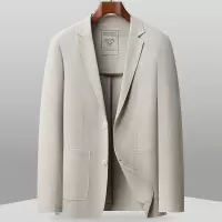 纯棉无里包边休闲西装男士春秋薄款单层免烫全棉西服单西