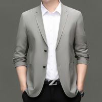 男式无痕压胶速干西装春夏新款弹力西装男士修身免烫防晒西服