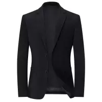 秋冬新款磨毛绒感厚款男式西服韩版修身弹力免烫休闲西装