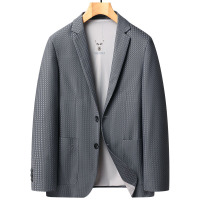 春秋泡泡纱西装薄款男士休闲西服透气免烫弹力男西装外套