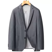 春秋泡泡纱西装薄款男士休闲西服透气免烫弹力男西装外套
