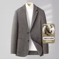 秋冬新款双面呢西装男羊毛西服男士无羊绒小西装妮子西服外套男装