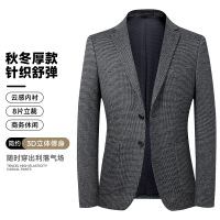 千鸟格毛料西装男秋冬新款韩版男式休闲西装男士修身西服