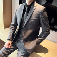 [跑量]西服套装男韩版西服三件套白领上班工作西服新郎结婚礼服