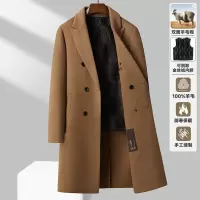 100%羊毛双排扣过膝长款羊毛大衣秋冬金丝绒内胆双面呢大衣男