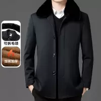 专柜品质仿金貂内胆外套男装中长款加厚大衣中老年商务呢子大衣
