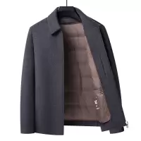 中年双面呢羊毛茄克中年男秋冬商务立领白鸭绒内胆羊毛双面呢夹克