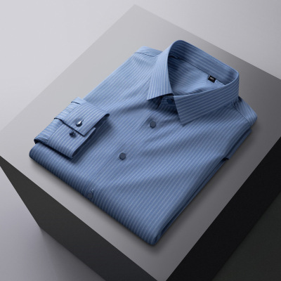 春秋新款长袖衬衫男式修身弹力免烫工装衬衣男士纯色百搭商务寸衫