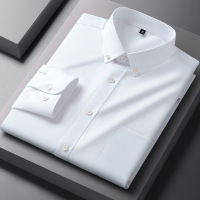春秋新款长袖衬衫男式莫代尔棉免烫工装衬衣男士纯色百搭商务寸衫