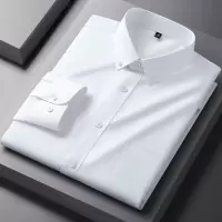 春秋新款长袖衬衫男式莫代尔棉免烫工装衬衣男士纯色百搭商务寸衫