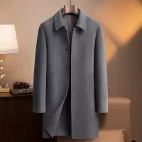 暗扣襟羊毛双面呢大衣风衣男士秋冬中长羊毛大衣商务休闲外套男