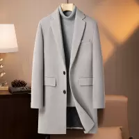 男士羊毛大衣风衣修身中长款斜纹羊毛呢子加厚男大衣外套