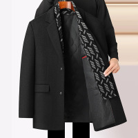 男式毛呢大衣秋冬新款围巾款加棉加厚羊毛风衣男士中长款毛呢大衣