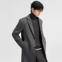 男式毛呢大衣秋冬新款男士夹棉修身中长款羊毛外套羊毛大衣风衣男