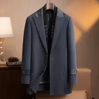 真皮领双面呢羊毛大衣男士秋冬潮流脱卸鹅绒内胆呢子外套大码男装