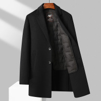 秋冬加厚双层双面呢羊毛大衣男士中长款羽绒内胆外套大码男装