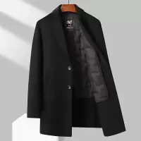 秋冬加厚双层双面呢羊毛大衣男士中长款羽绒内胆外套大码男装