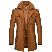 秋冬男士羊毛呢大衣时尚双领抗寒毛呢男装外套毛呢大衣男