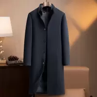 秋冬长款水貂毛领兔毛内胆含山羊绒桑蚕丝羊毛双面呢大衣男士外套