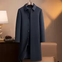 秋冬长款脱卸兔毛皮内胆含山羊绒桑蚕丝绵羊毛双面呢大衣男士外套