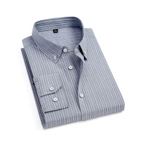 秋季新款全棉长袖衬衫男式修身简约工装衬衣男士条纹潮流商务寸衫