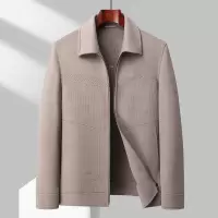 纯羊毛双面呢茄克中年爸爸装男士100%羊毛夹克秋冬加厚羊毛男外套
