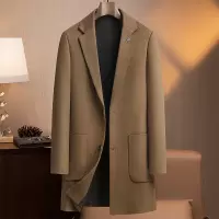 纯羊毛呢大衣男式韩版修身版100%羊毛大衣秋冬中长款加棉大衣风衣