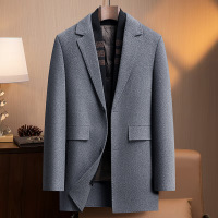 脱卸鹅绒内胆双面呢大衣风衣男士秋冬中长羊毛大衣商务休闲外套男