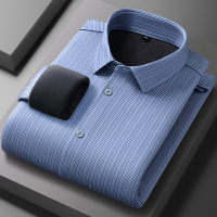 莫代尔保暖衬衫男士加绒衬衫秋冬新款中老年免烫加厚衬衫