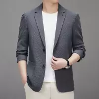 针织弹力便西春秋中厚男式休闲西服韩版修身小西装男外套